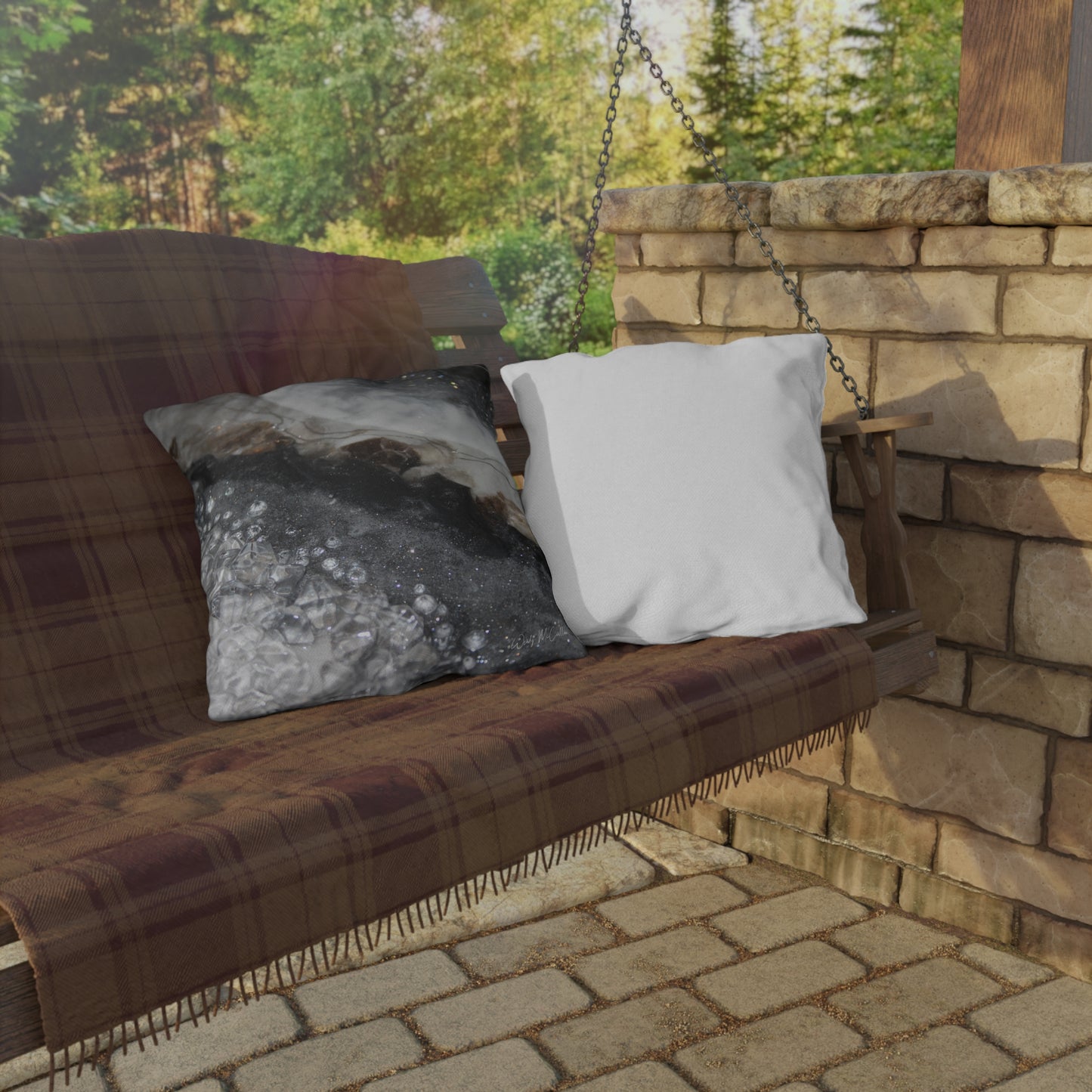 Grey Moonstone Opulence Outdoor Pillow - Patio Cushion