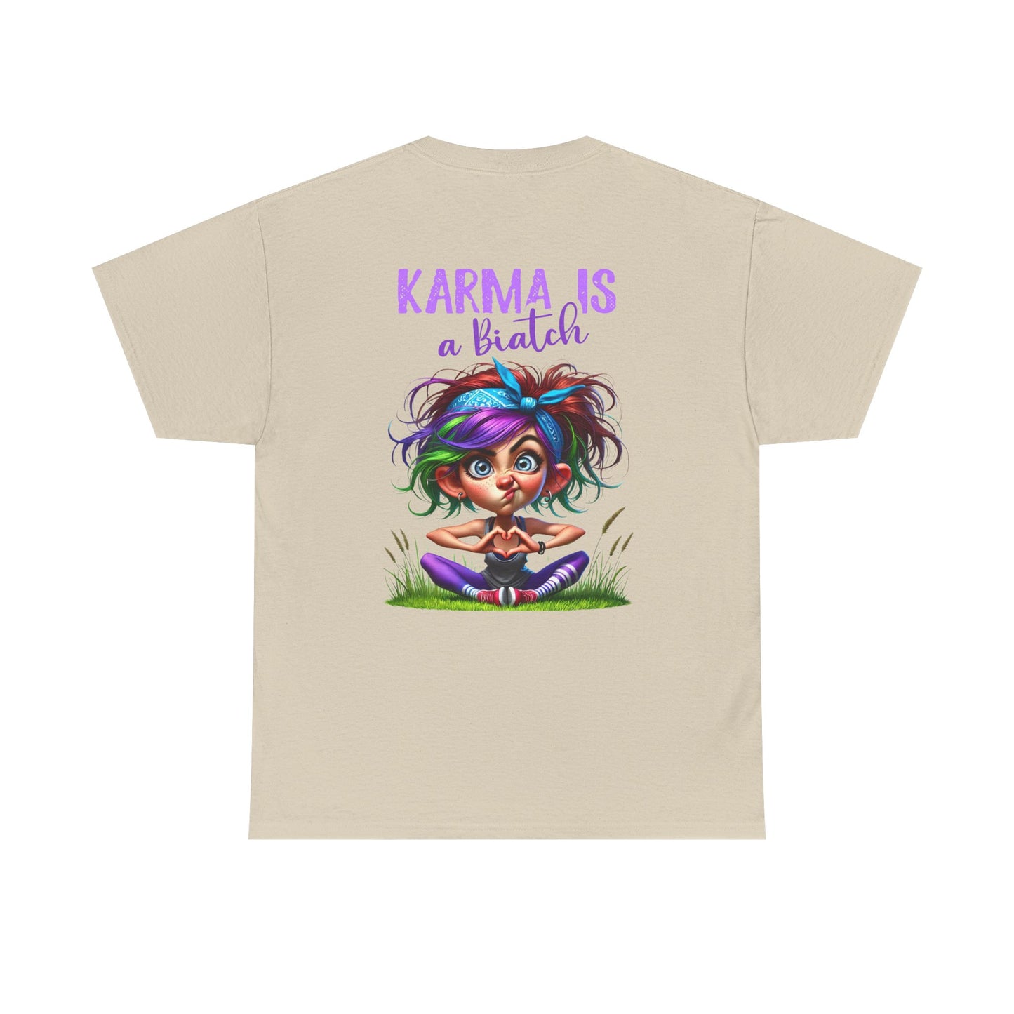 T-Shirt — 'Karma Is a B*tch' Colourful Yoga Girl Graphic Tee