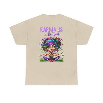 T-Shirt — 'Karma Is a B*tch' Colourful Yoga Girl Graphic Tee