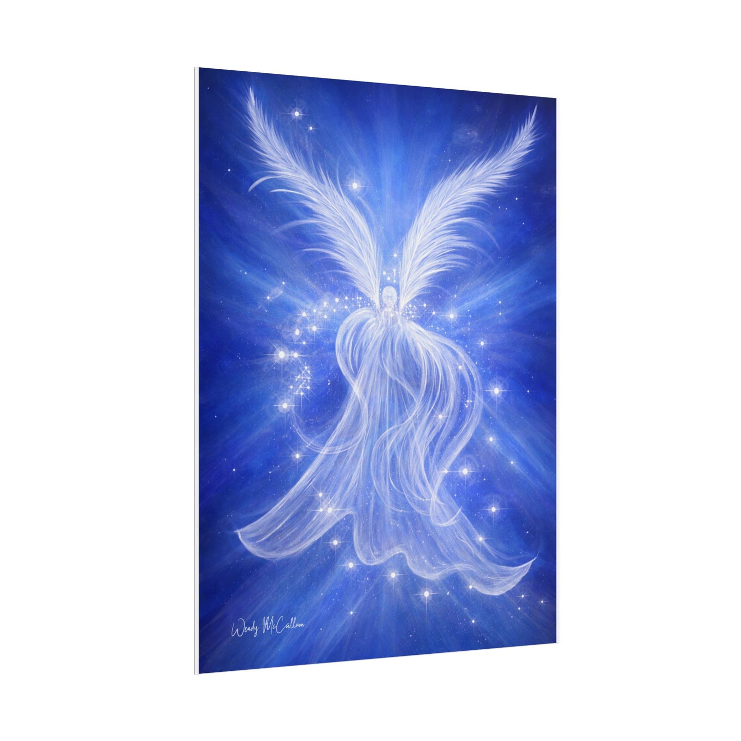 Archangel Michael Protection Giclée Print – Vibrant Blue Angel Frequency Art