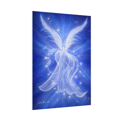 Archangel Michael Protection Giclée Print – Vibrant Blue Angel Frequency Art