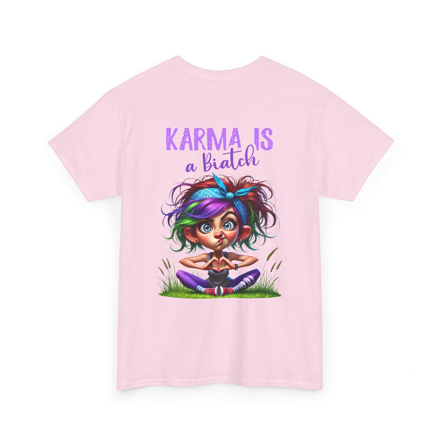 T-Shirt — 'Karma Is a B*tch' Colourful Yoga Girl Graphic Tee