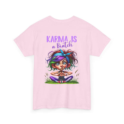 T-Shirt — 'Karma Is a B*tch' Colourful Yoga Girl Graphic Tee