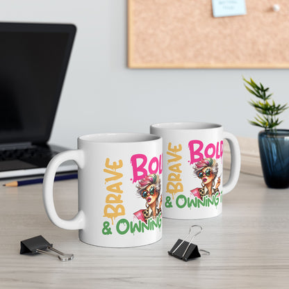 Brave & Bold Ceramic Mug — Spiritual Motivational Coffee Cup (11oz/15oz)