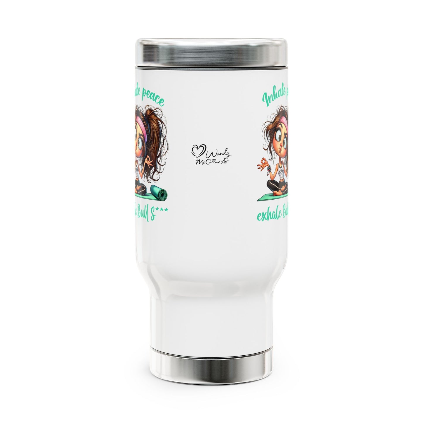 Inhale Peace, Exhale Bullsh*t – Funny Yoga Stainless Steel Travel Mug (14oz)