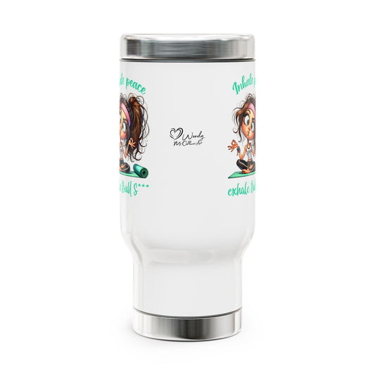 Inhale Peace, Exhale Bullsh*t – Funny Yoga Stainless Steel Travel Mug (14oz)