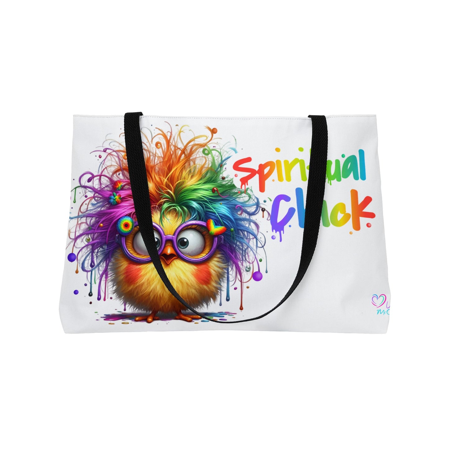 Weekender Tote Bag — "Spiritual Chick" Colourful Rainbow Chick Beach & Travel Tote