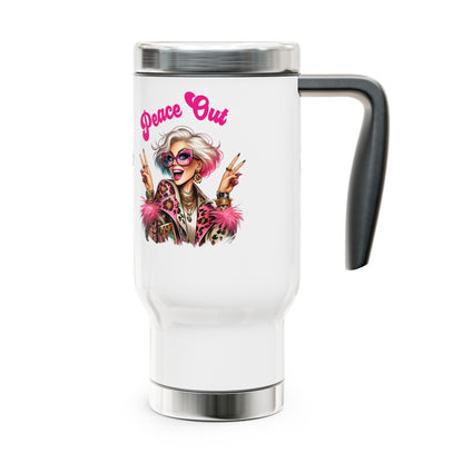 Peace Out – Glam Confidence Woman in Her Prime Stainless Steel Travel Mug (14oz)