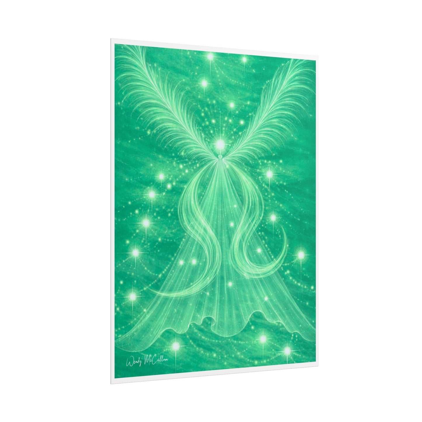 Archangel Raphael Healing Giclée Print – Vibrant Green Angel Frequency Art