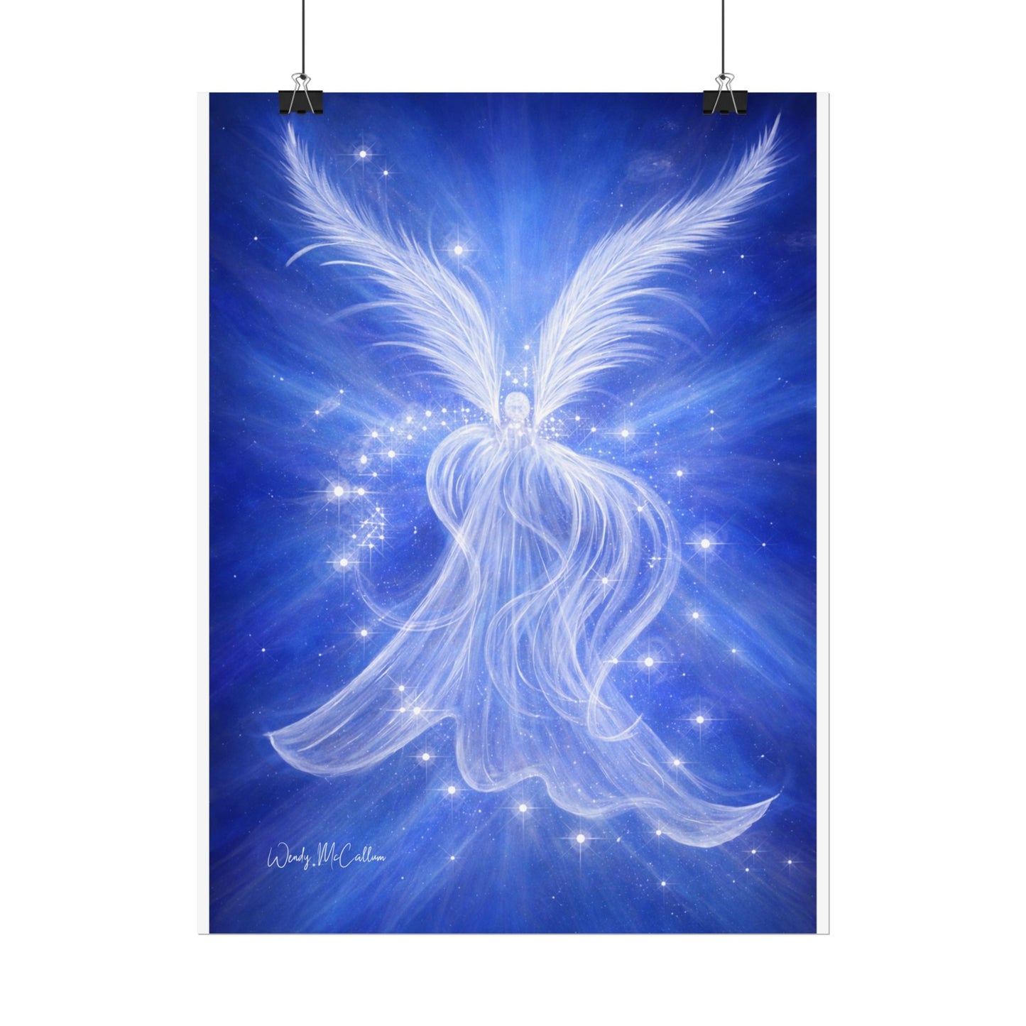Archangel Michael Protection Giclée Print – Vibrant Blue Angel Frequency Art