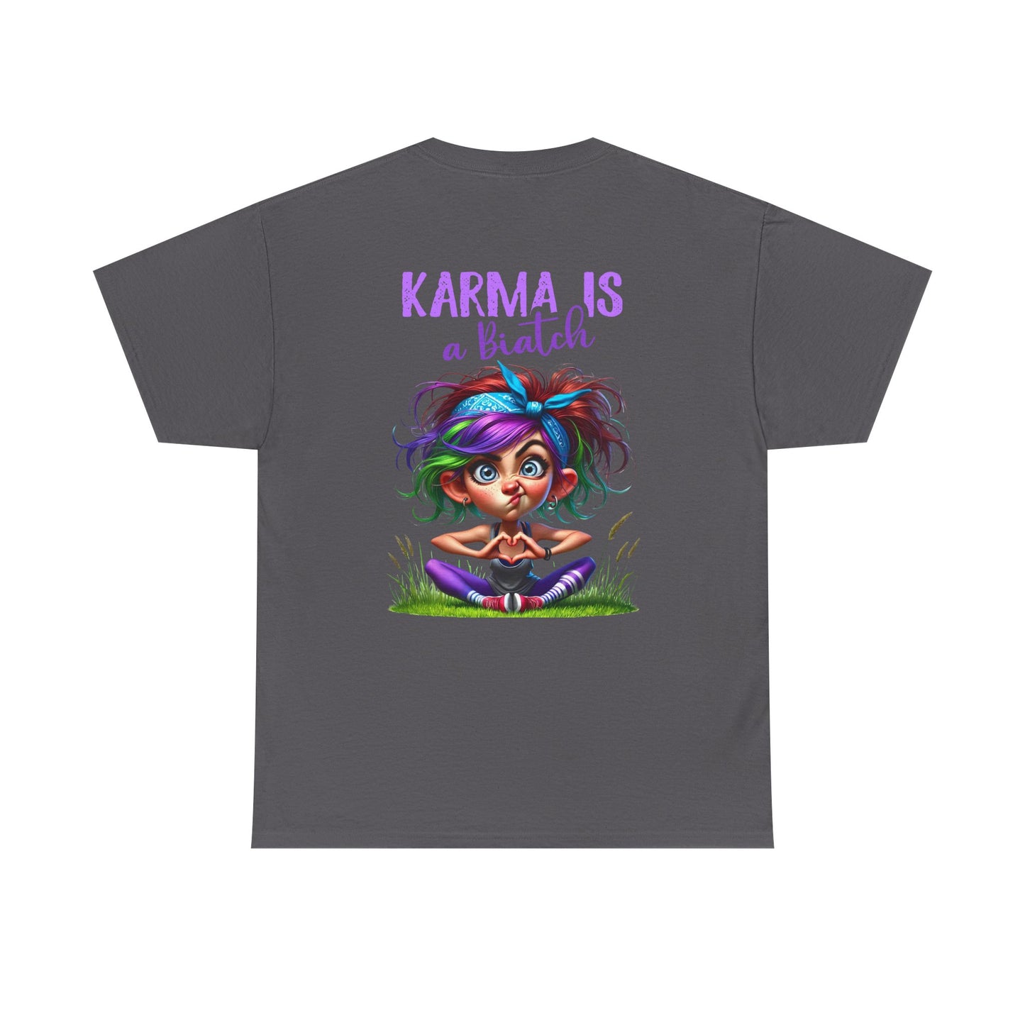 T-Shirt — 'Karma Is a B*tch' Colourful Yoga Girl Graphic Tee