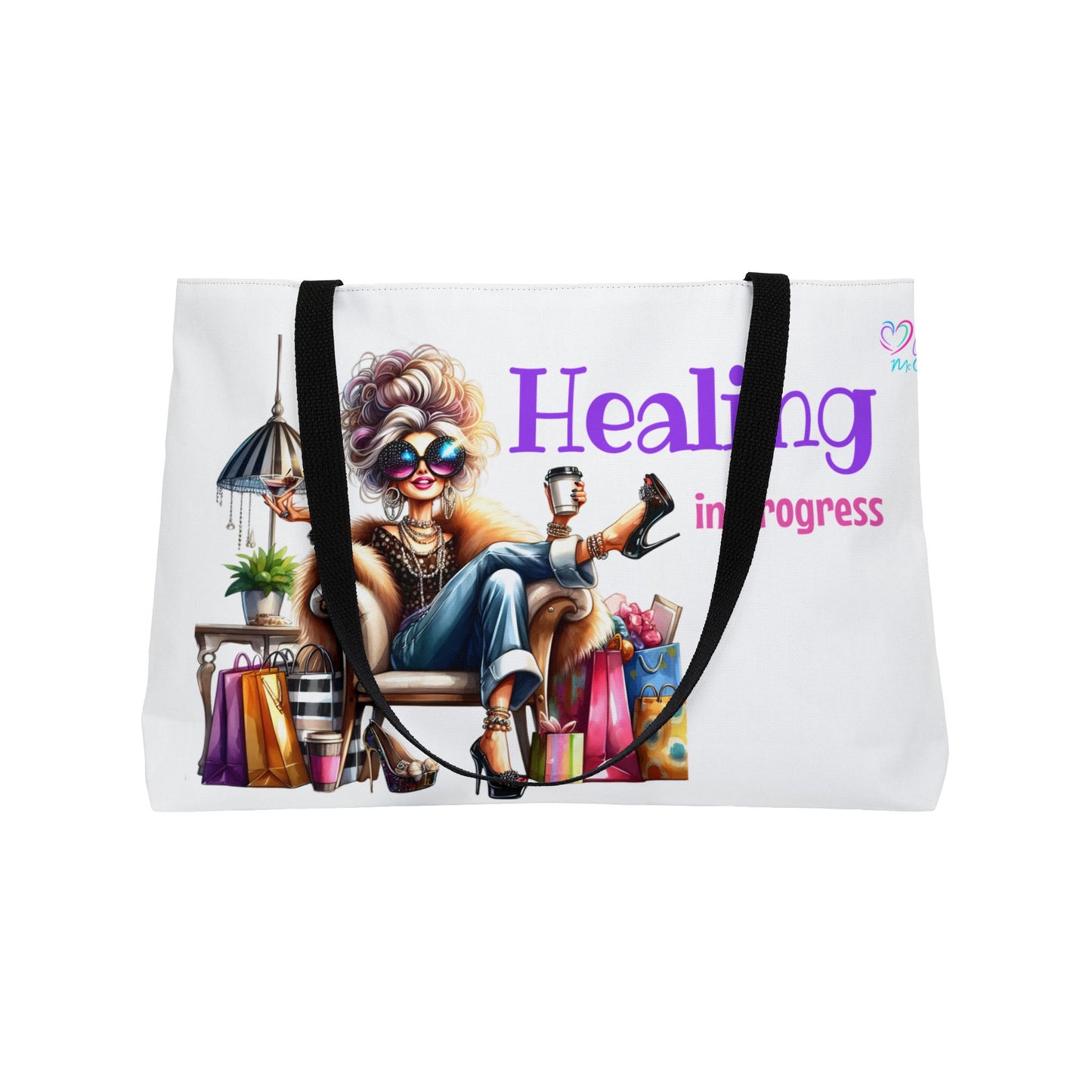 Weekender Tote Bag — "Healing in Progress" Relaxed Self-Care Travel Tote