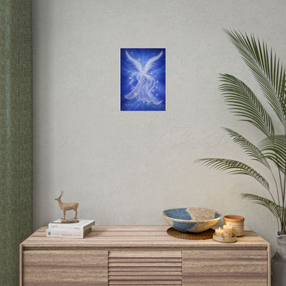 Archangel Michael Protection Giclée Print – Vibrant Blue Angel Frequency Art