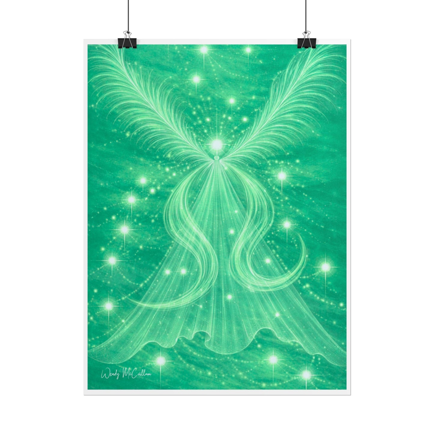Archangel Raphael Healing Giclée Print – Vibrant Green Angel Frequency Art