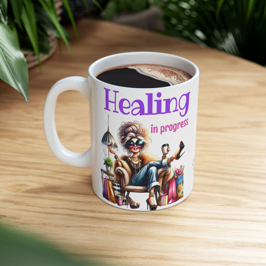 Healing in Progress Ceramic Mug — Encouraging Coffee Cup (11oz & 15oz)