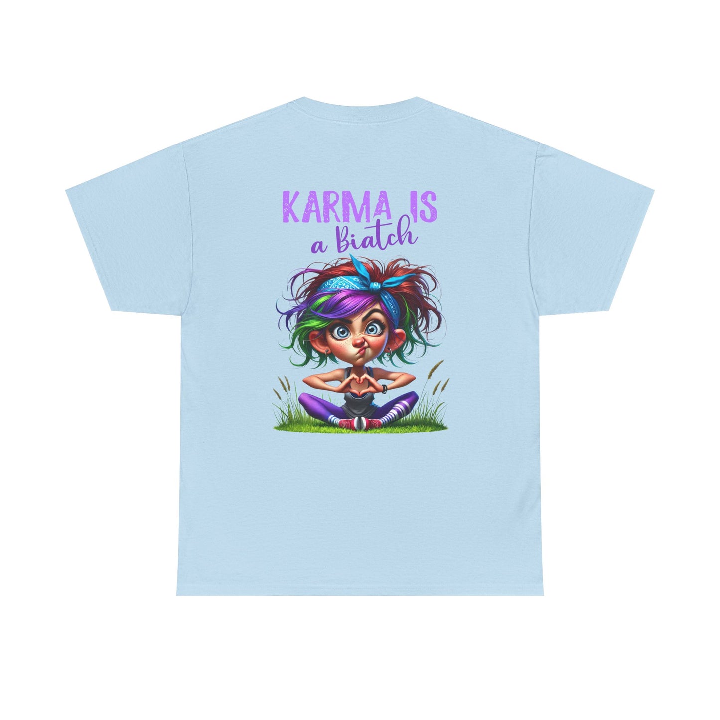 T-Shirt — 'Karma Is a B*tch' Colourful Yoga Girl Graphic Tee