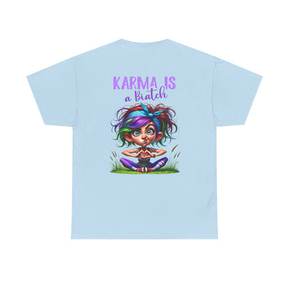 T-Shirt — 'Karma Is a B*tch' Colourful Yoga Girl Graphic Tee