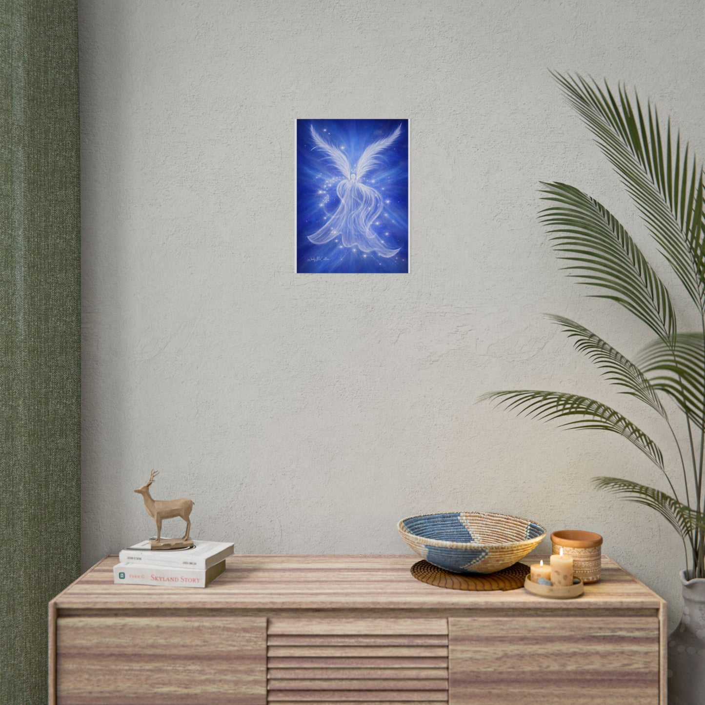 Archangel Michael Protection Giclée Print – Vibrant Blue Angel Frequency Art