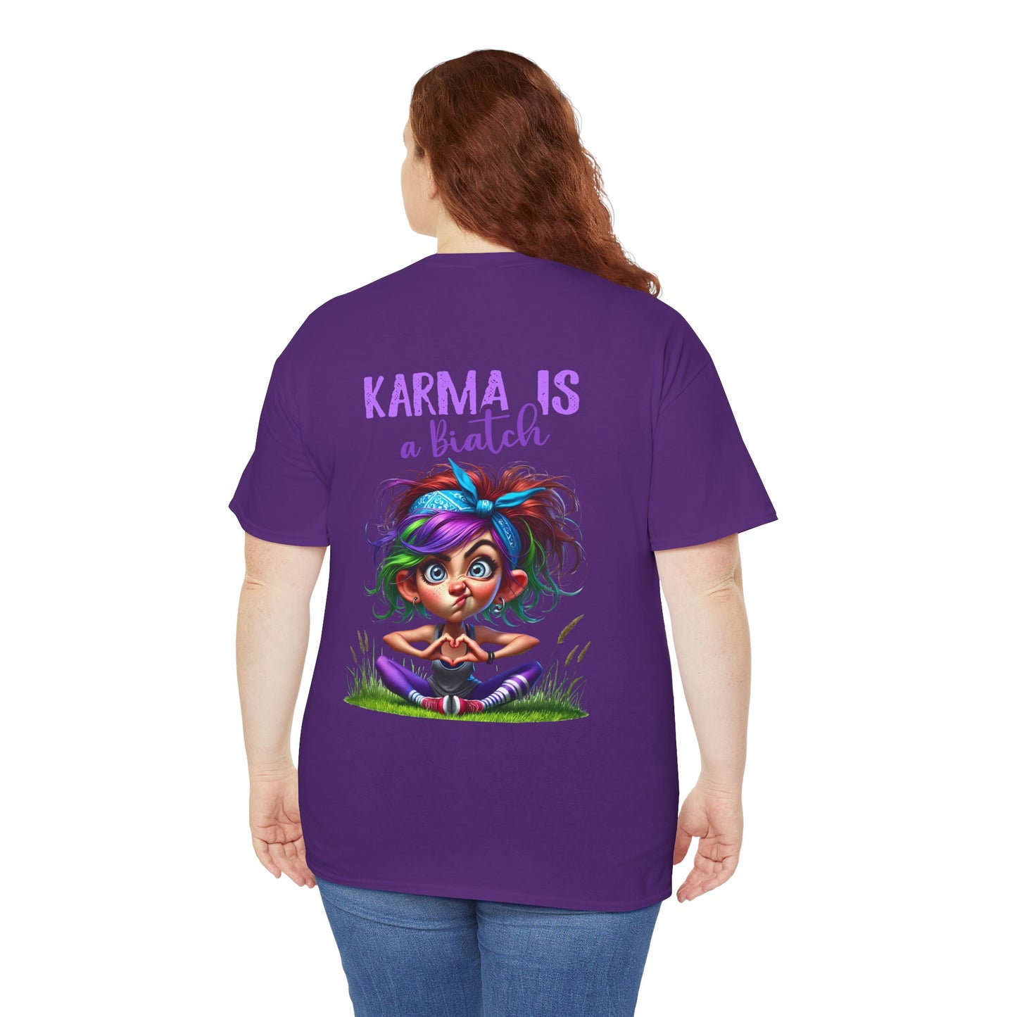 T-Shirt — 'Karma Is a B*tch' Colourful Yoga Girl Graphic Tee