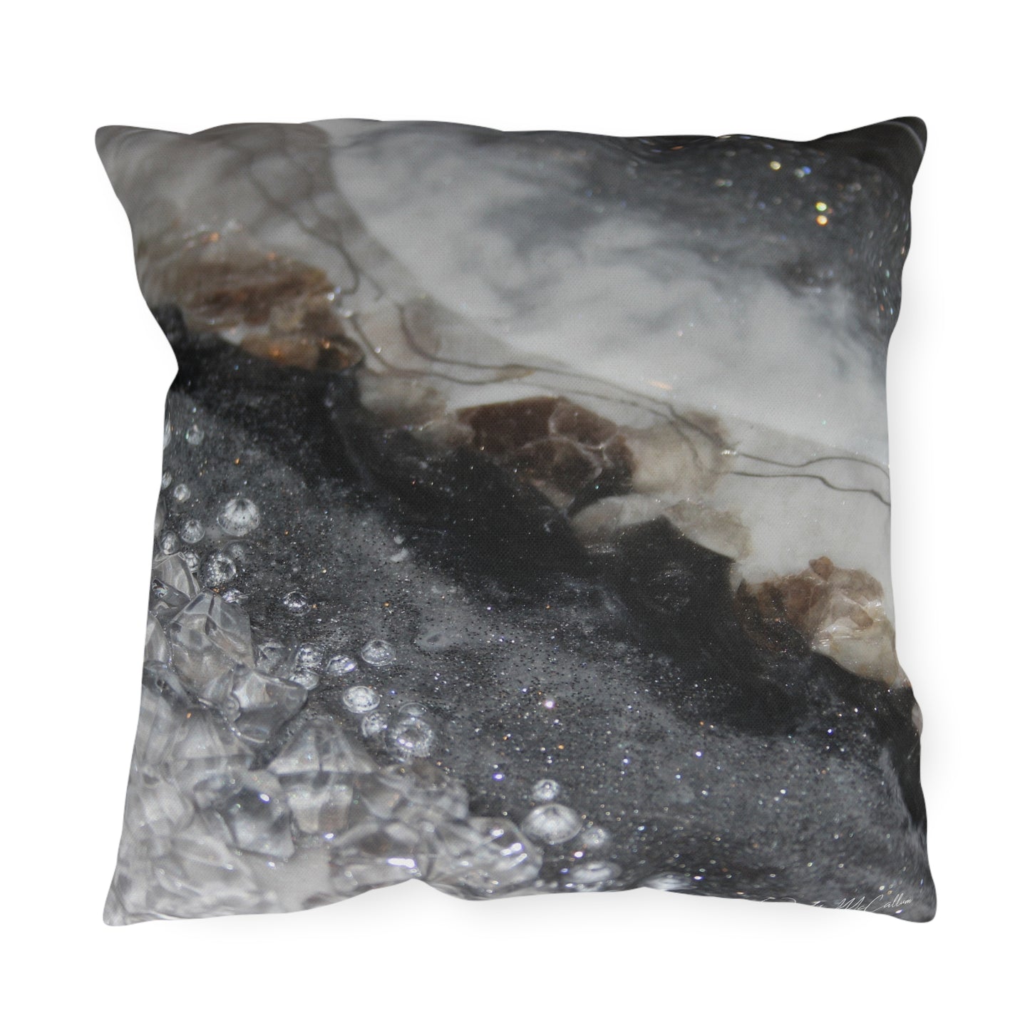 Grey Moonstone Opulence Outdoor Pillow - Patio Cushion