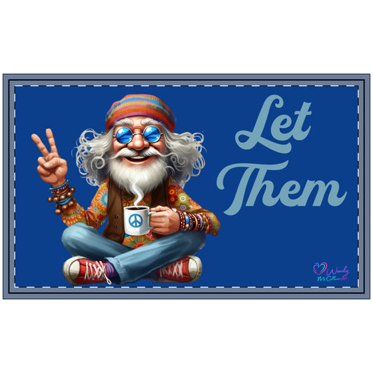 Doormat — "Let Them" Hippie Peace Sign Welcome Mat Blue
