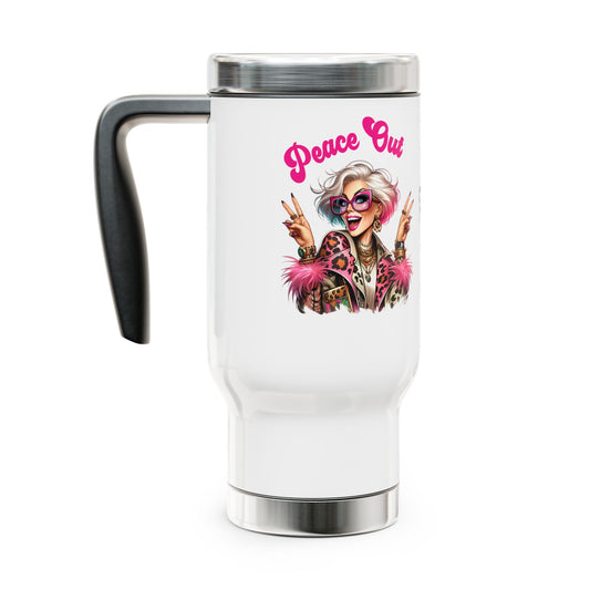 Peace Out – Glam Confidence Woman in Her Prime Stainless Steel Travel Mug (14oz)