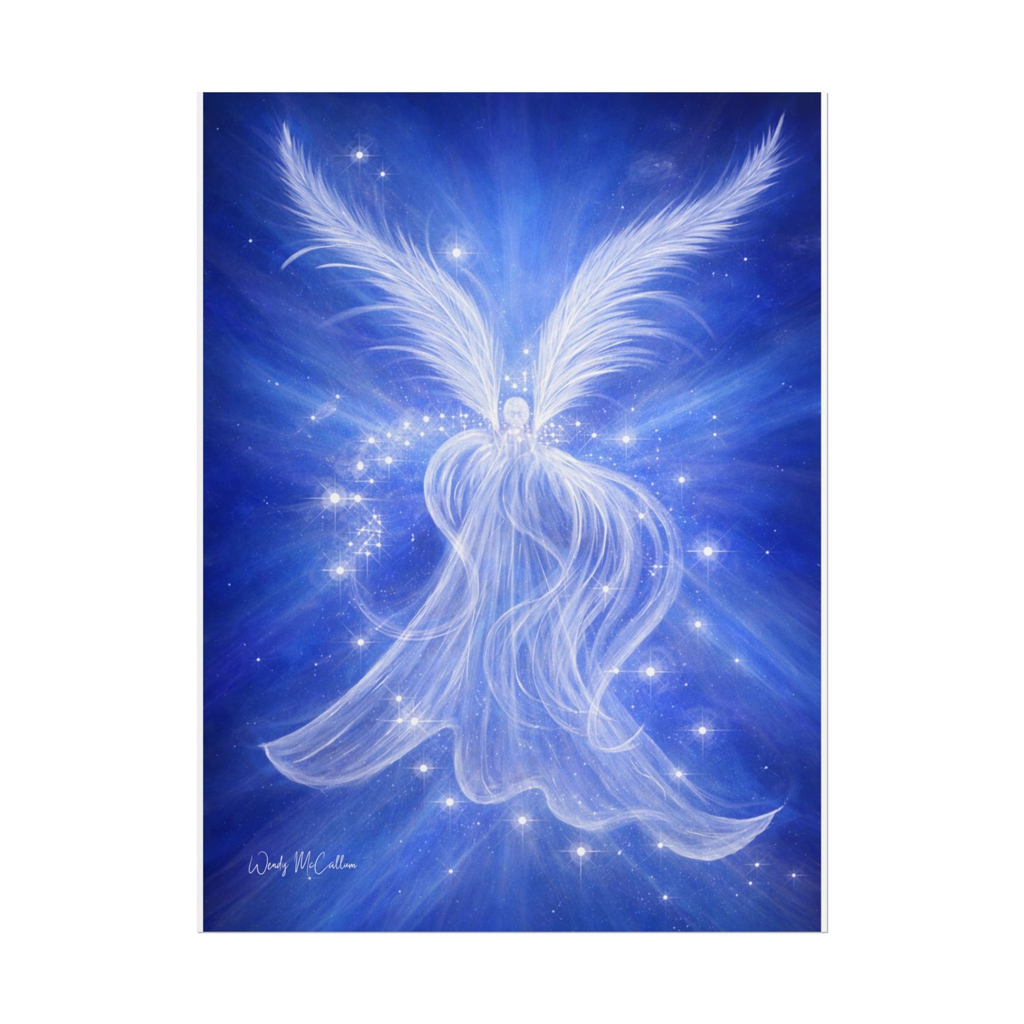 Archangel Michael Protection Giclée Print – Vibrant Blue Angel Frequency Art
