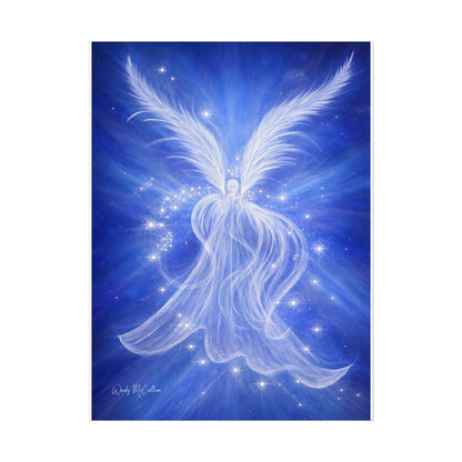 Archangel Michael Protection Giclée Print – Vibrant Blue Angel Frequency Art