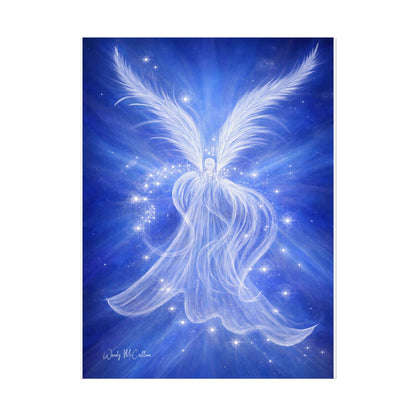 Archangel Michael Protection Giclée Print – Vibrant Blue Angel Frequency Art