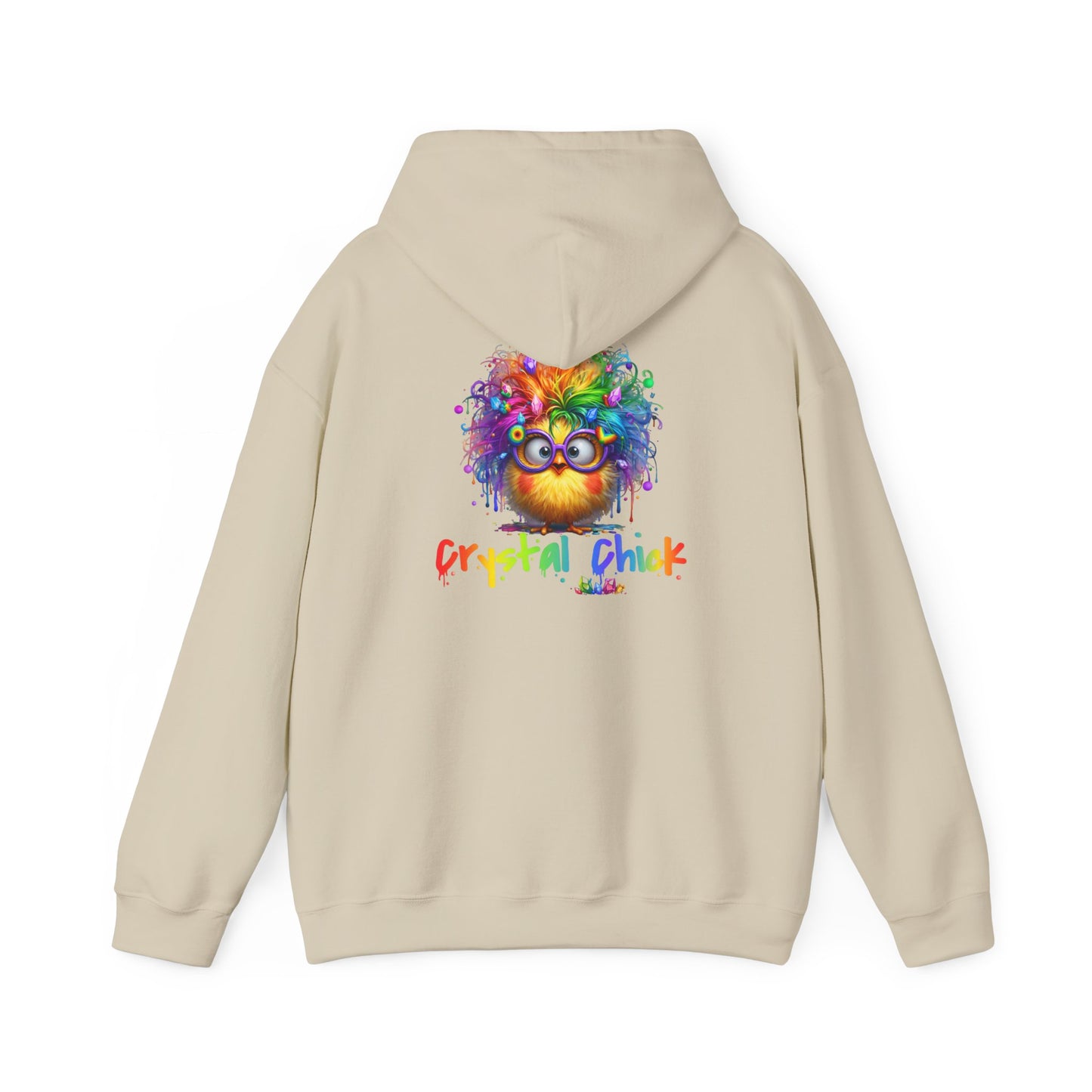Crystal Chick Hoodie – Cute Rainbow Chick with Crystals | For Crystal Lovers & Spiritual Souls