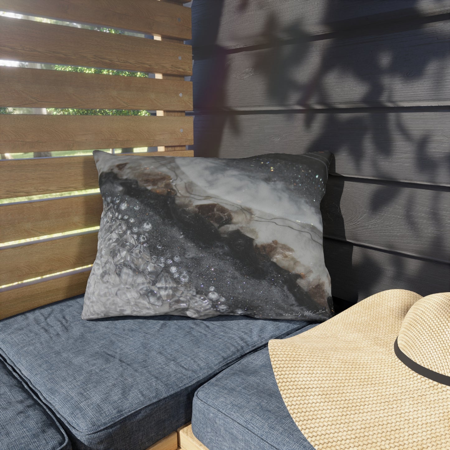 Grey Moonstone Opulence Outdoor Pillow - Patio Cushion