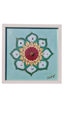 Flower Mandala for Manifesting - Framed embellished crystal infused Print