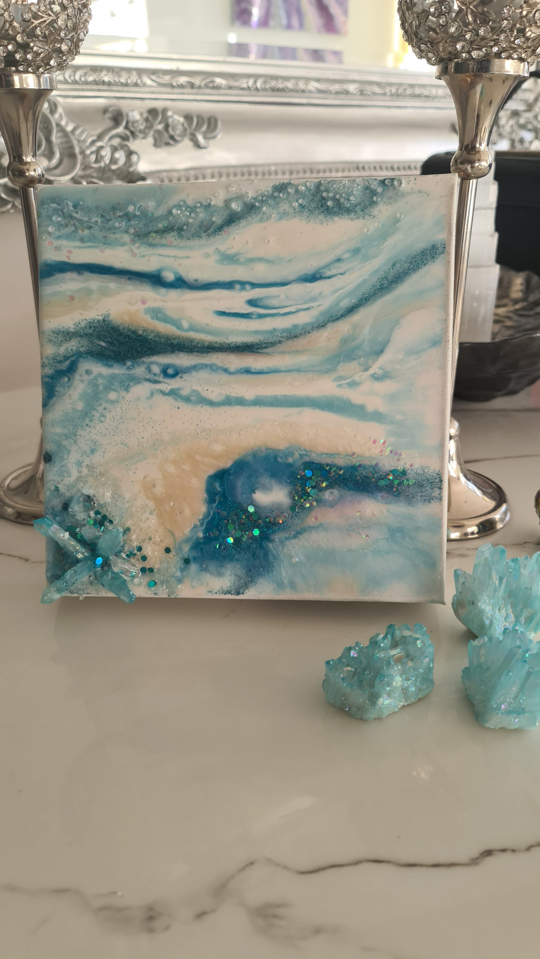 Aqua Serenity Resonance - Mini Geode Art   2/4 in series