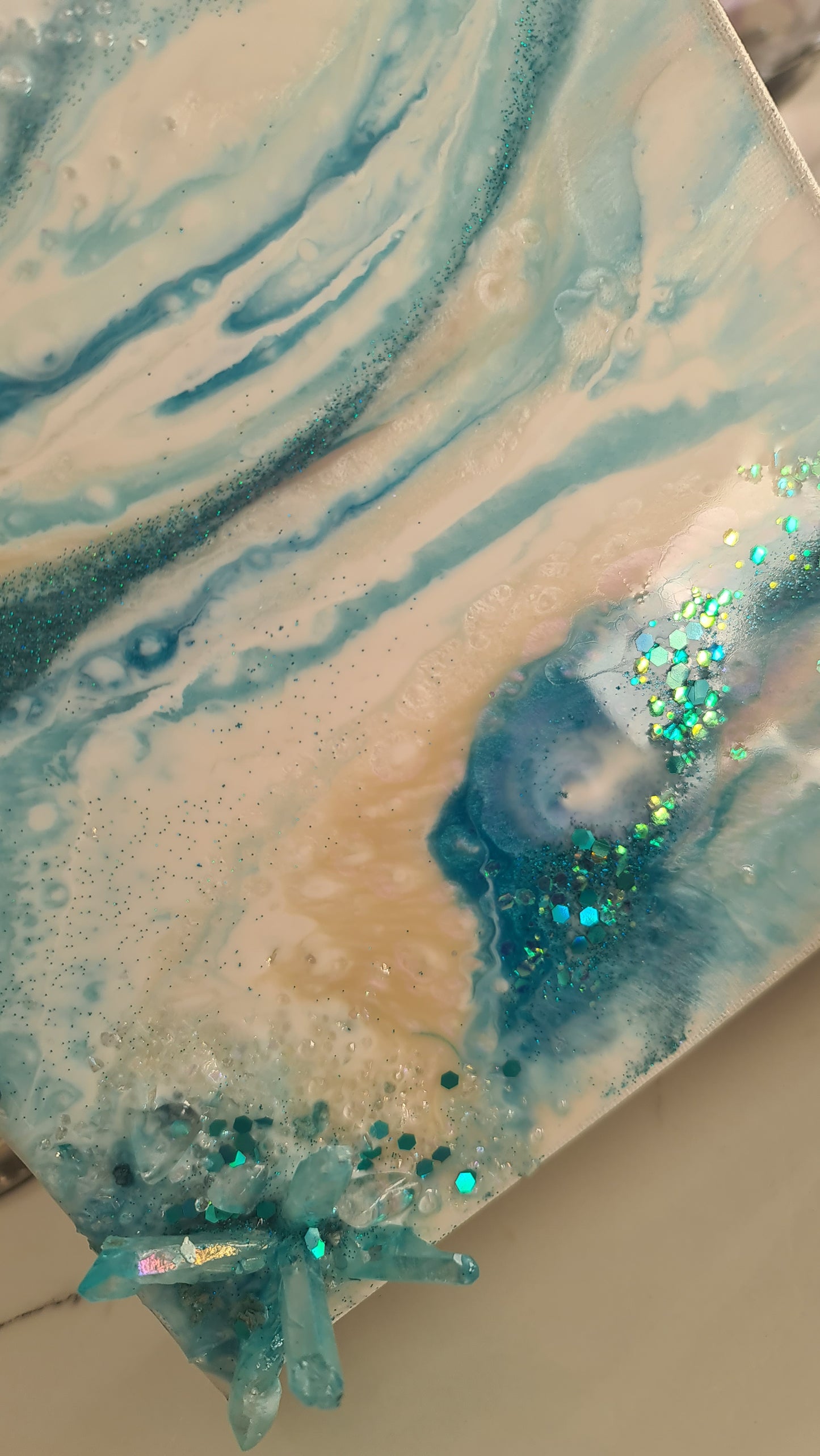 Aqua Serenity Resonance - Mini Geode Art   2/4 in series