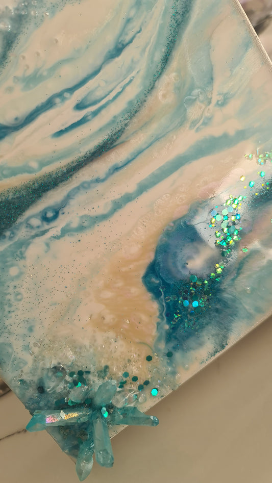 Aqua Serenity Resonance - Mini Geode Art   2/4 in series