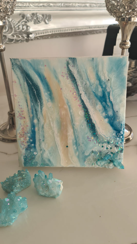 Aqua Serenity Resonance - Mini Geode Art   3/4 in series