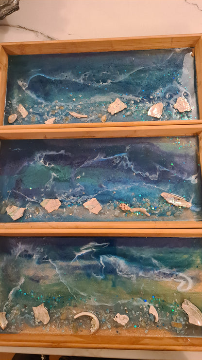 Unique Resin Tray: An Ocean-Inspired Charcuterie Board with Healing Crystal Energy