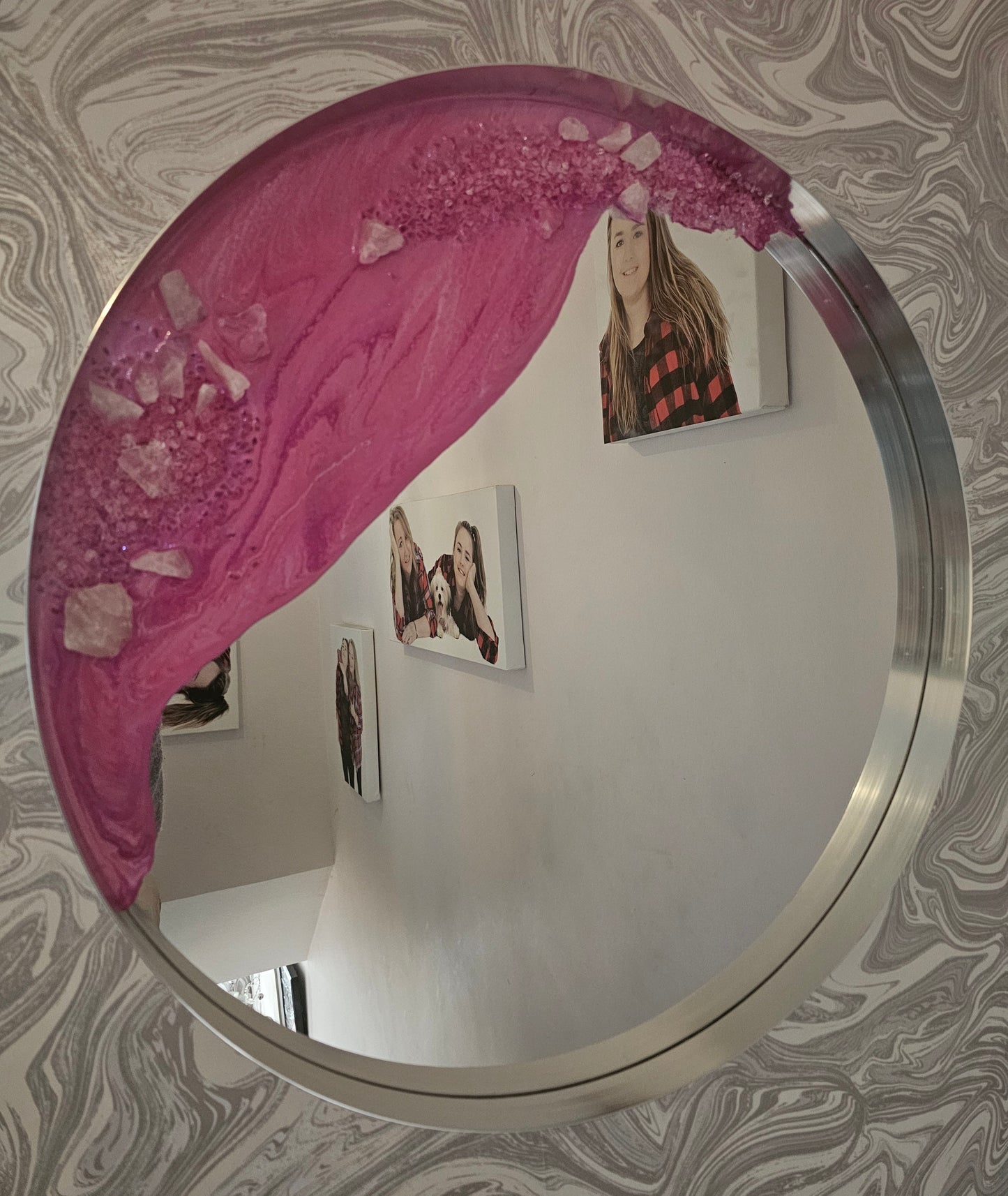 Healing Energy Resin Frequency Art Mirror: Embrace Self-Love, Heal from Loss, and Open Your Heart to True Love