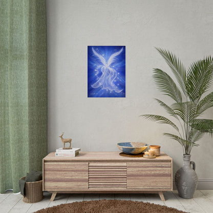Archangel Michael Protection Giclée Print – Vibrant Blue Angel Frequency Art