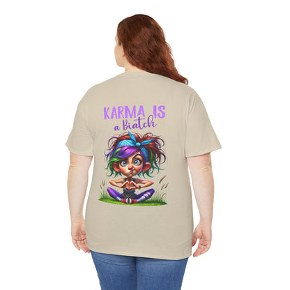 T-Shirt — 'Karma Is a B*tch' Colourful Yoga Girl Graphic Tee