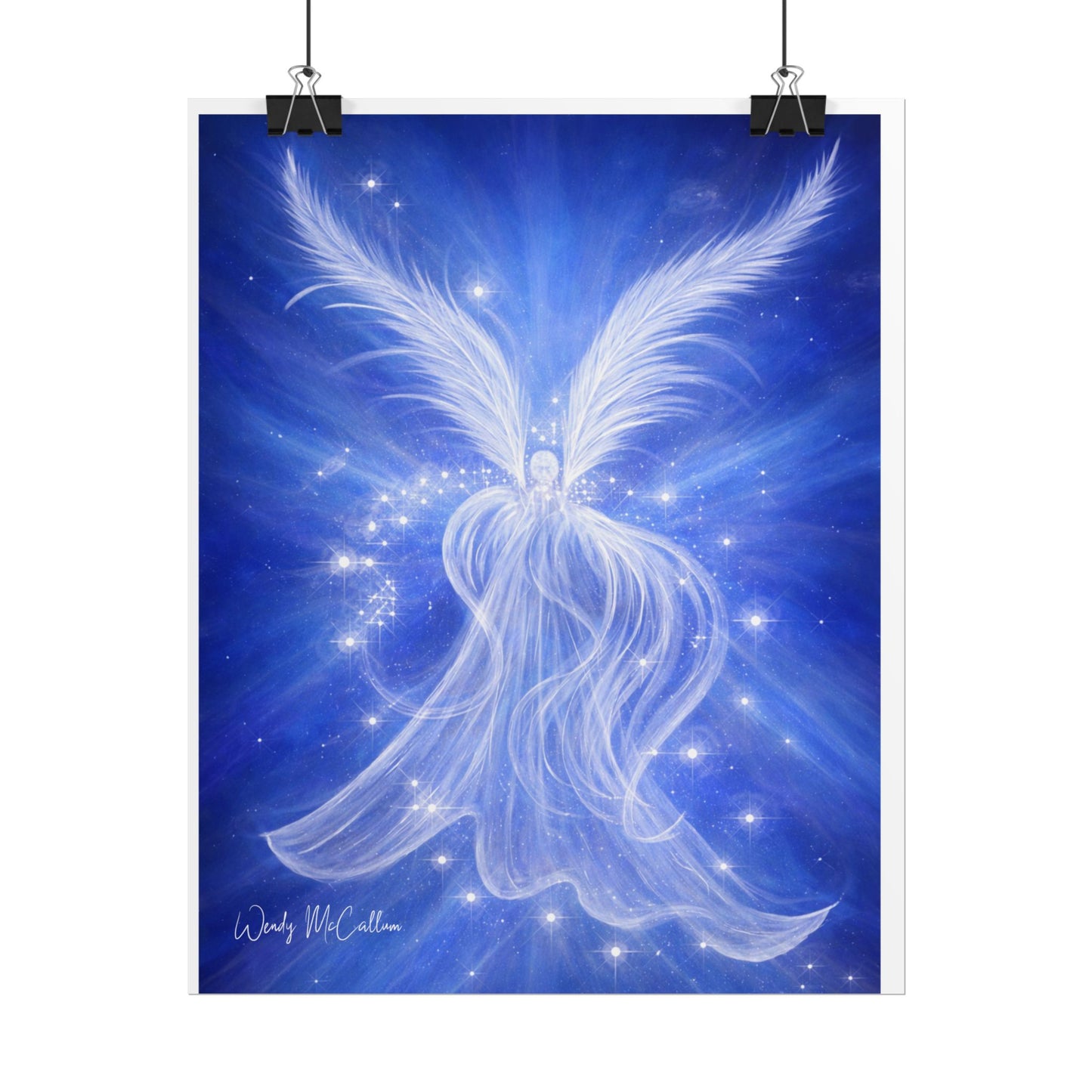 Archangel Michael Protection Giclée Print – Vibrant Blue Angel Frequency Art