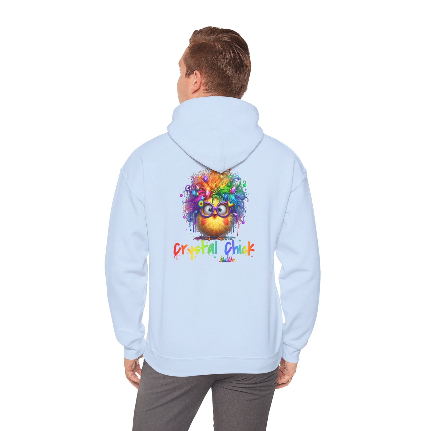 Crystal Chick Hoodie – Cute Rainbow Chick with Crystals | For Crystal Lovers & Spiritual Souls