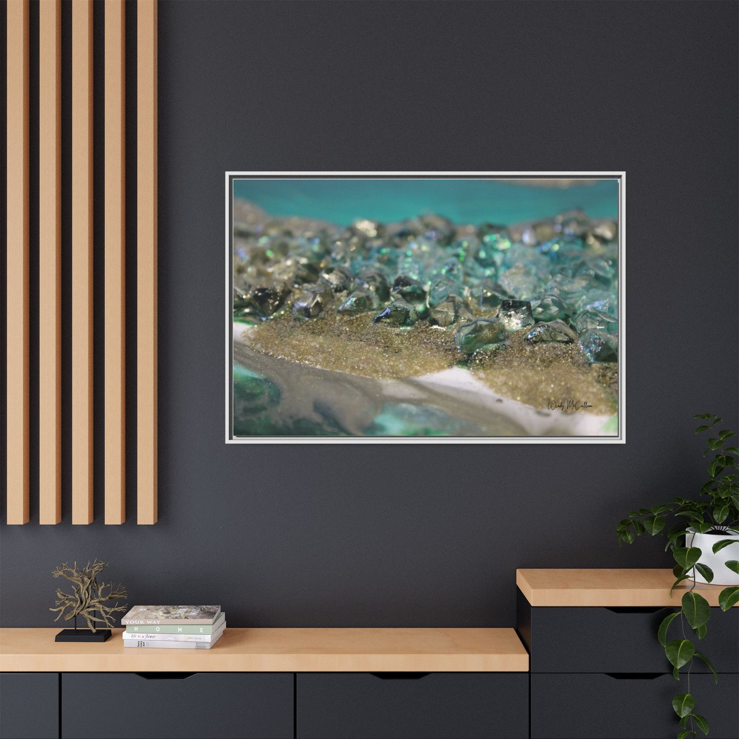 Dioptase Framed Canvas Art - Elegance