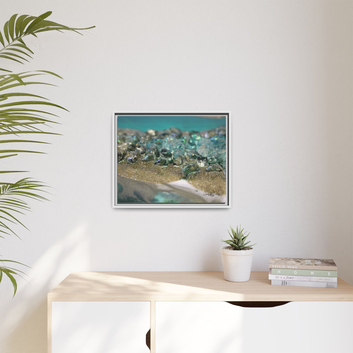 Dioptase Framed Canvas Art - Elegance