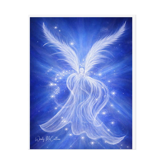 Archangel Michael Protection Giclée Print – Vibrant Blue Angel Frequency Art
