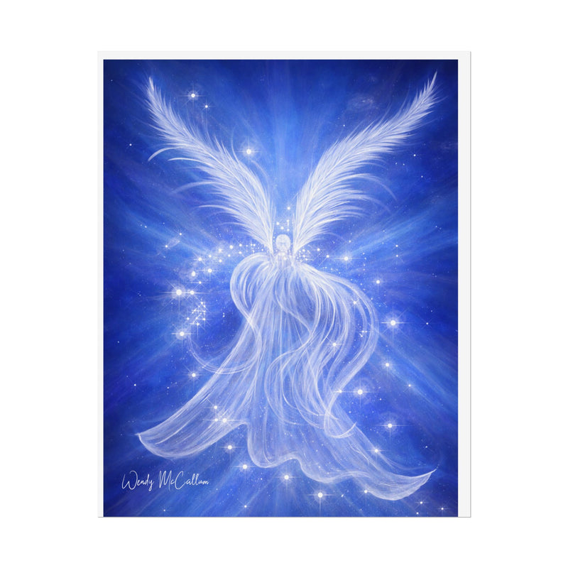 Archangel Michael Protection Giclée Print – Vibrant Blue Angel Frequency Art
