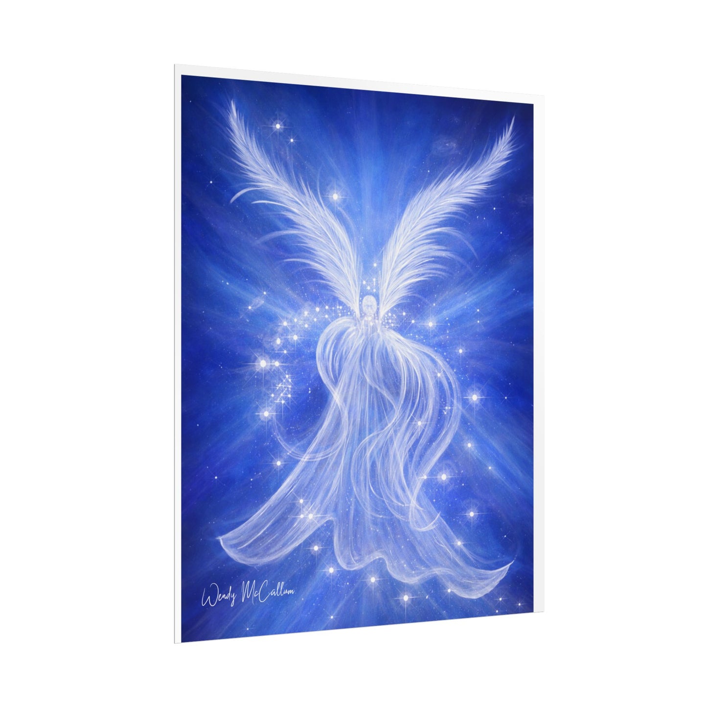 Archangel Michael Protection Giclée Print – Vibrant Blue Angel Frequency Art