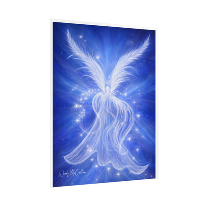 Archangel Michael Protection Giclée Print – Vibrant Blue Angel Frequency Art