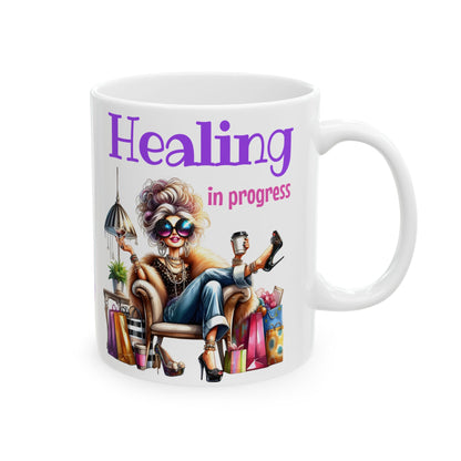 Healing in Progress Ceramic Mug — Encouraging Coffee Cup (11oz & 15oz)