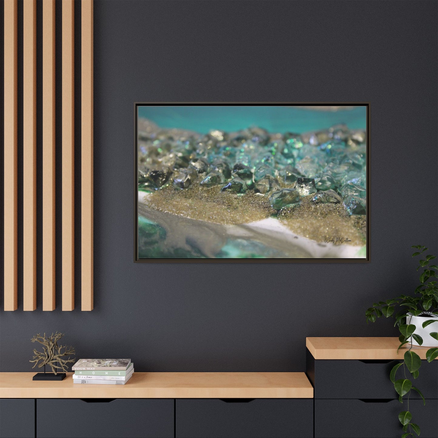 Dioptase Framed Canvas Art - Elegance